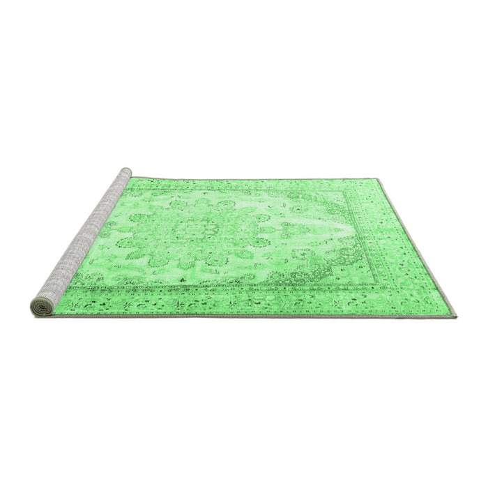 Sideview of Machine Washable Persian Emerald Green Traditional Area Rugs, wshtr3646emgrn