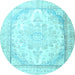 Round Persian Light Blue Traditional Rug, tr3646lblu