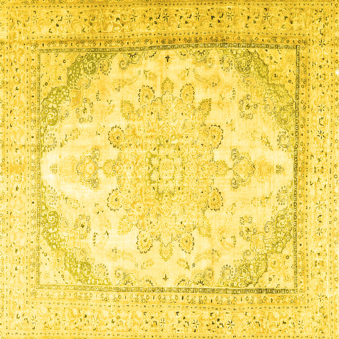 Square Machine Washable Persian Yellow Traditional Rug, wshtr3646yw