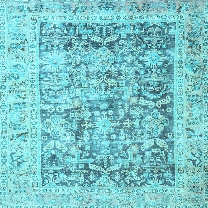 Square Machine Washable Persian Light Blue Traditional Rug, wshtr3647lblu