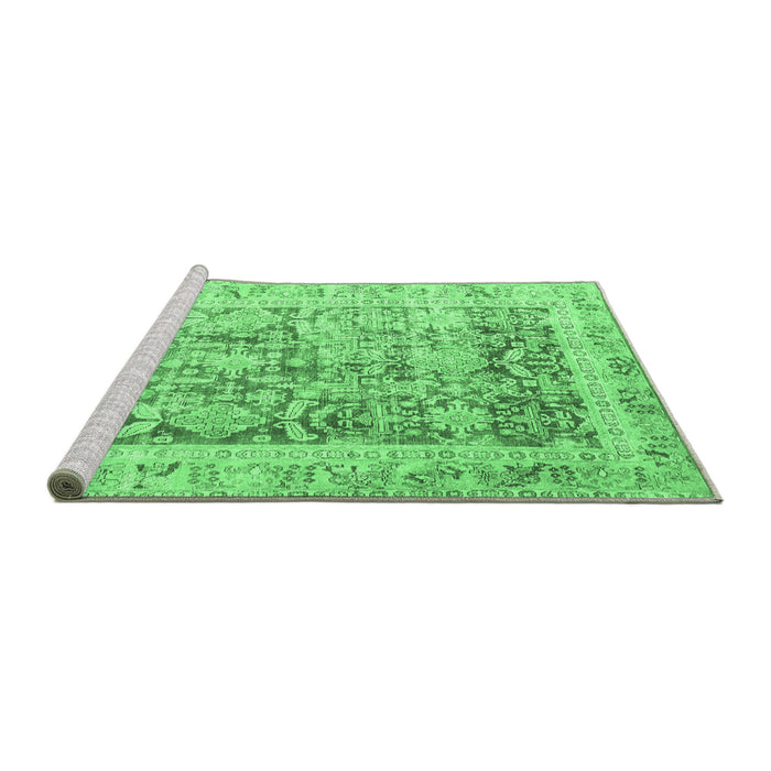 Sideview of Machine Washable Persian Emerald Green Traditional Area Rugs, wshtr3647emgrn