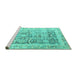 Sideview of Machine Washable Persian Turquoise Traditional Area Rugs, wshtr3647turq