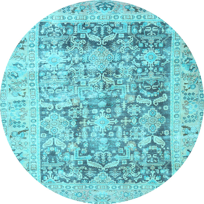 Round Machine Washable Persian Light Blue Traditional Rug, wshtr3647lblu