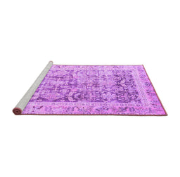 Sideview of Machine Washable Persian Purple Traditional Area Rugs, wshtr3647pur