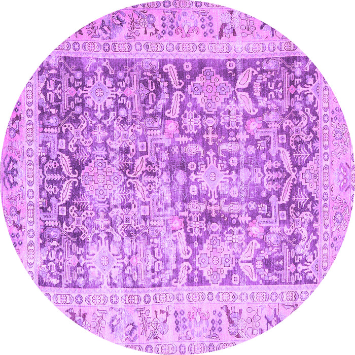 Round Machine Washable Persian Purple Traditional Area Rugs, wshtr3647pur