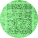 Round Persian Emerald Green Traditional Rug, tr3647emgrn