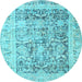Round Persian Light Blue Traditional Rug, tr3647lblu