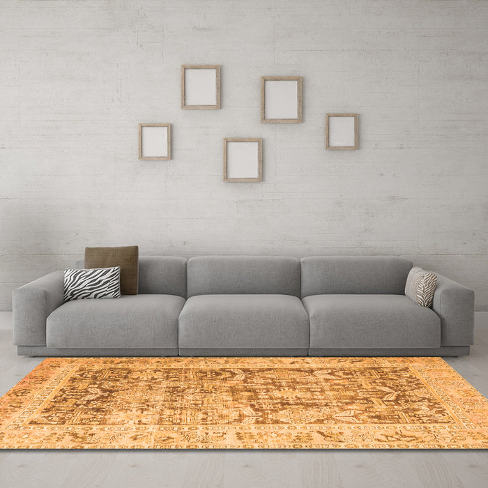 Machine Washable Persian Orange Traditional Area Rugs in a Living Room, wshtr3647org