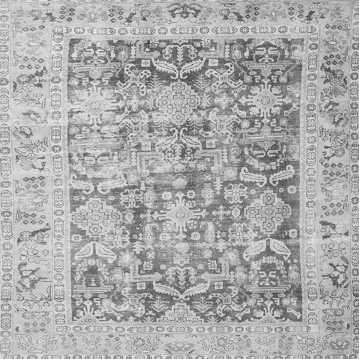 Round Machine Washable Persian Gray Traditional Rug, wshtr3647gry