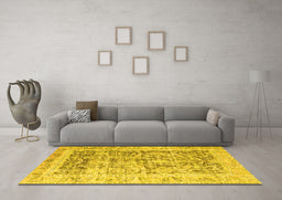 Machine Washable Persian Yellow Traditional Rug in a Living Room, wshtr3647yw