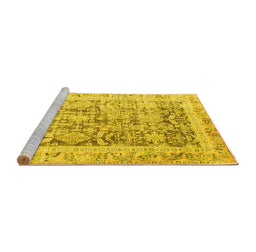 Sideview of Machine Washable Persian Yellow Traditional Rug, wshtr3647yw