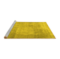 Sideview of Machine Washable Persian Yellow Traditional Rug, wshtr3648yw