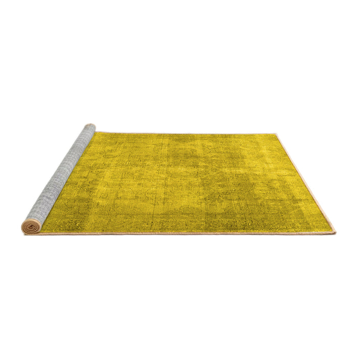 Sideview of Machine Washable Persian Yellow Traditional Rug, wshtr3648yw