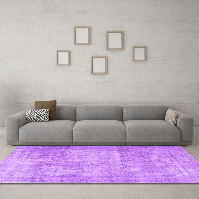 Machine Washable Persian Purple Traditional Area Rugs in a Living Room, wshtr3648pur
