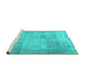 Sideview of Machine Washable Persian Turquoise Traditional Area Rugs, wshtr3648turq