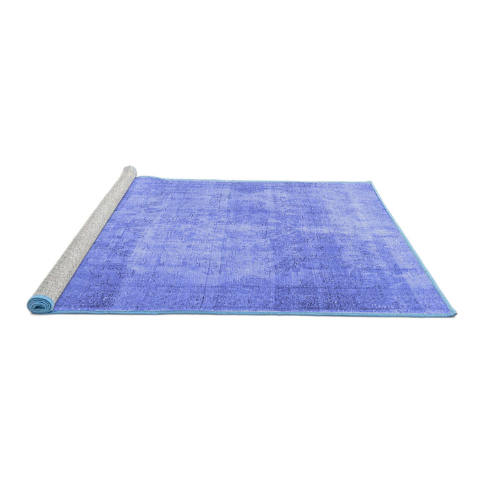 Sideview of Machine Washable Persian Blue Traditional Rug, wshtr3648blu