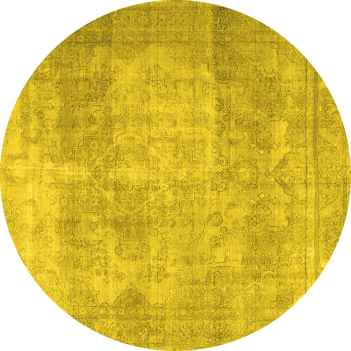 Round Machine Washable Persian Yellow Traditional Rug, wshtr3648yw