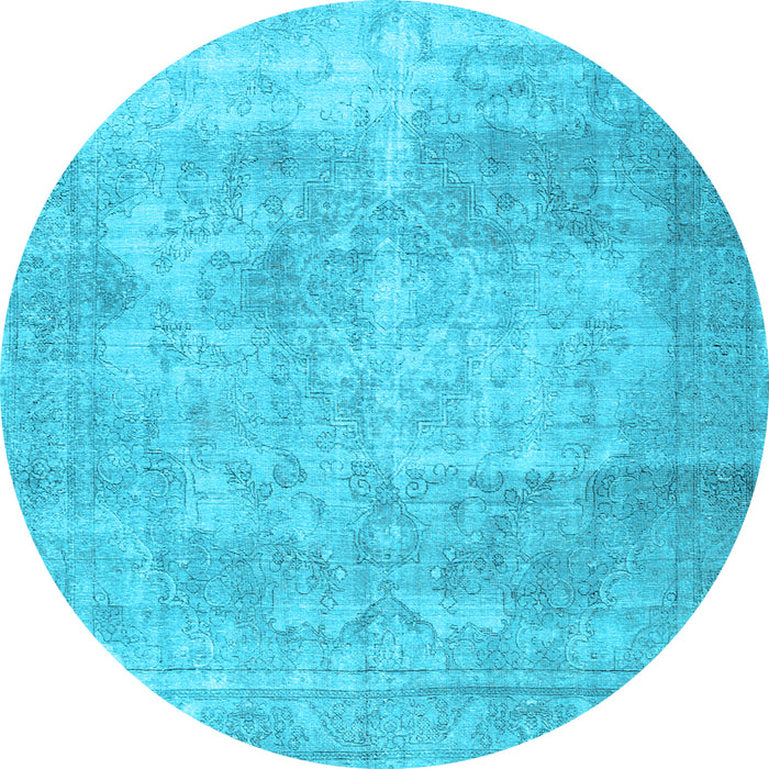 Round Machine Washable Persian Light Blue Traditional Rug, wshtr3648lblu
