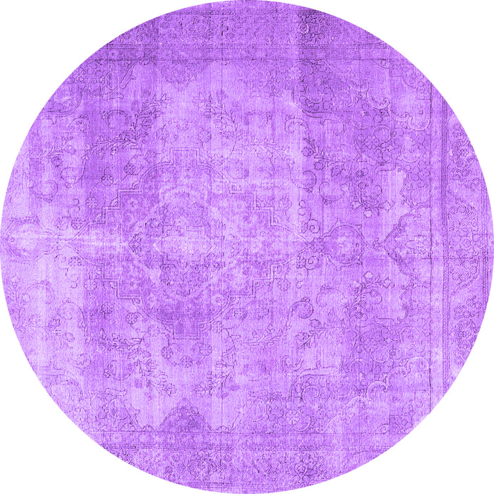 Round Persian Purple Traditional Rug, tr3648pur
