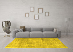 Machine Washable Persian Yellow Traditional Rug in a Living Room, wshtr3648yw
