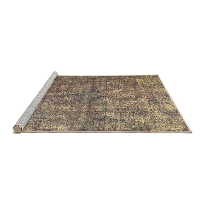 Sideview of Machine Washable Traditional Brown Rug, wshtr3649