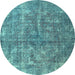 Round Persian Light Blue Traditional Rug, tr3649lblu