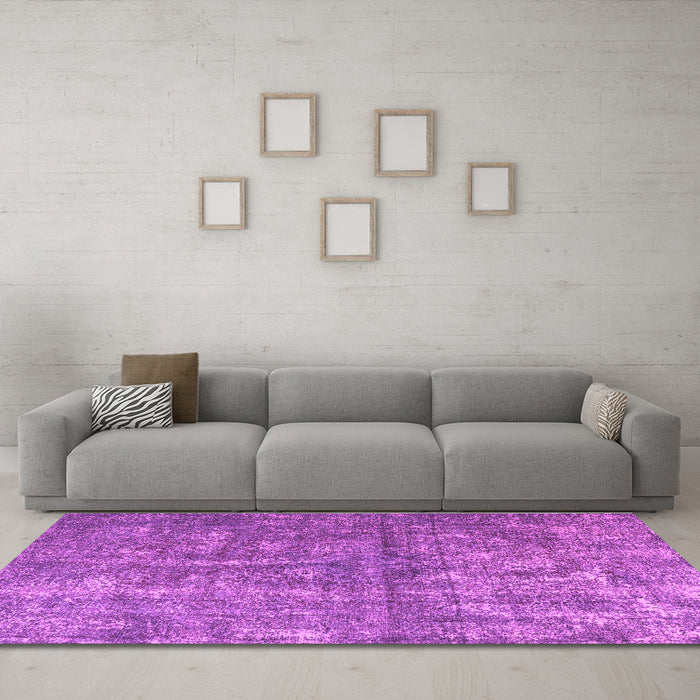 Machine Washable Persian Purple Traditional Area Rugs in a Living Room, wshtr3649pur