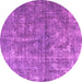 Round Persian Purple Traditional Rug, tr3649pur