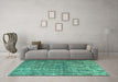 Machine Washable Persian Turquoise Traditional Area Rugs in a Living Room,, wshtr3649turq