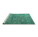 Sideview of Machine Washable Persian Turquoise Traditional Area Rugs, wshtr3649turq