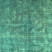 Square Persian Turquoise Traditional Rug, tr3649turq