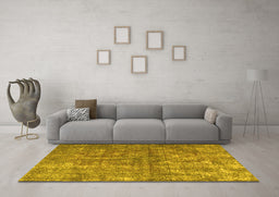 Machine Washable Persian Yellow Traditional Rug in a Living Room, wshtr3649yw