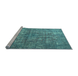 Sideview of Machine Washable Persian Light Blue Traditional Rug, wshtr3649lblu