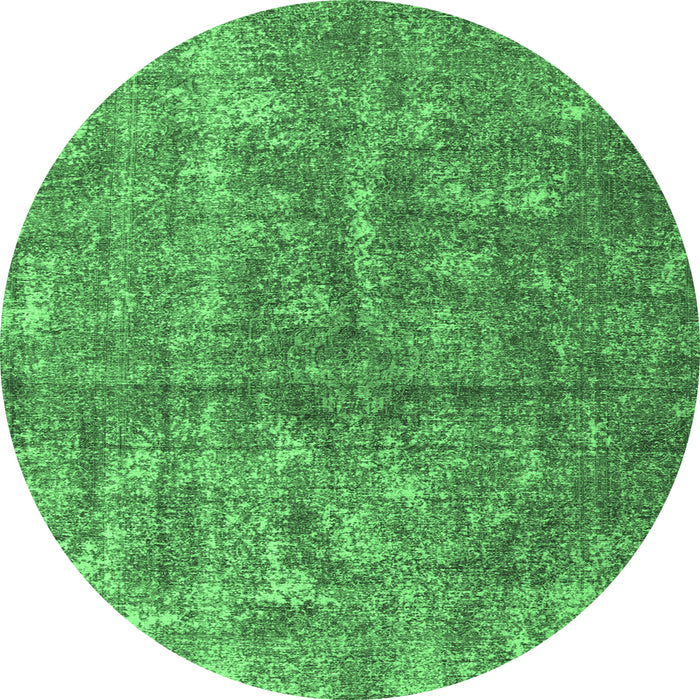 Round Persian Emerald Green Traditional Rug, tr3649emgrn