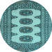 Round Machine Washable Southwestern Light Blue Country Rug, wshtr364lblu