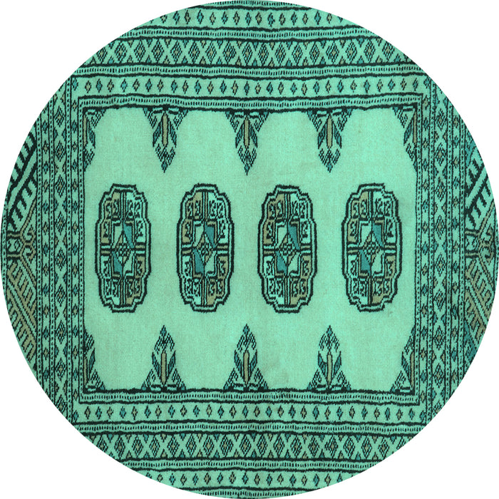 Round Southwestern Turquoise Country Rug, tr364turq