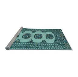 Sideview of Machine Washable Southwestern Light Blue Country Rug, wshtr364lblu