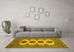 Machine Washable Southwestern Yellow Country Rug in a Living Room, wshtr364yw