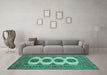 Machine Washable Southwestern Turquoise Country Area Rugs in a Living Room,, wshtr364turq