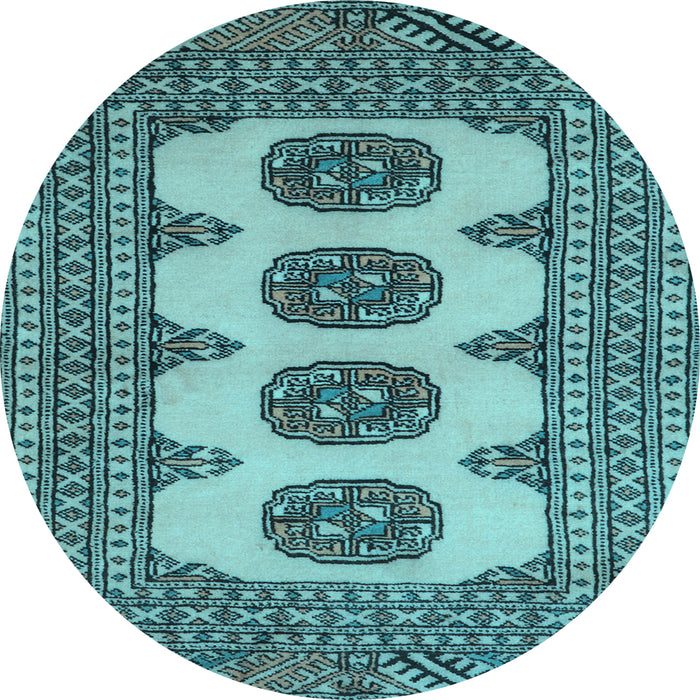 Round Southwestern Light Blue Country Rug, tr364lblu