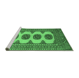 Sideview of Machine Washable Southwestern Emerald Green Country Area Rugs, wshtr364emgrn
