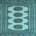 Square Machine Washable Southwestern Light Blue Country Rug, wshtr364lblu