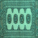 Square Machine Washable Southwestern Turquoise Country Area Rugs, wshtr364turq