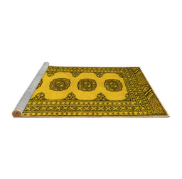 Sideview of Machine Washable Southwestern Yellow Country Rug, wshtr364yw