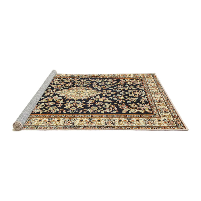Sideview of Machine Washable Traditional Brown Rug, wshtr365