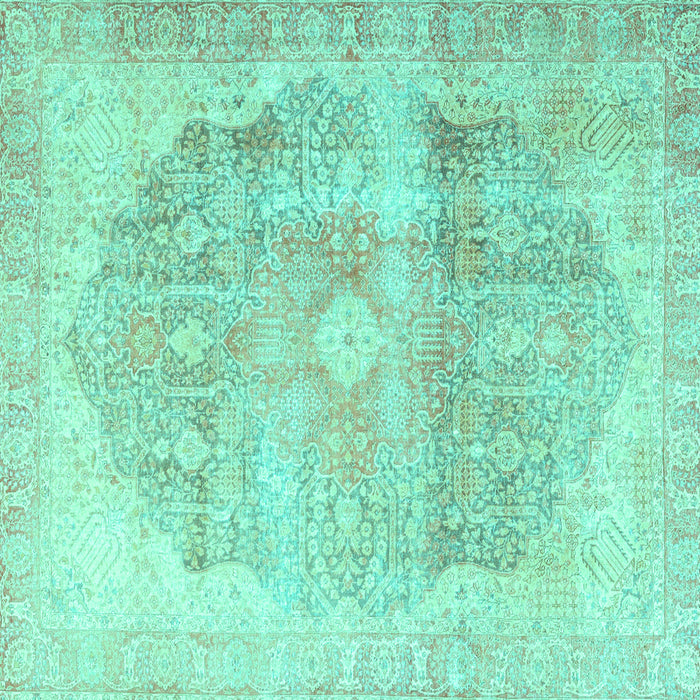 Square Machine Washable Persian Turquoise Traditional Area Rugs, wshtr3650turq