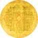 Round Persian Yellow Traditional Rug, tr3650yw