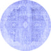 Round Persian Blue Traditional Rug, tr3650blu