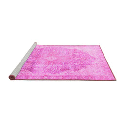 Sideview of Machine Washable Persian Pink Traditional Rug, wshtr3650pnk