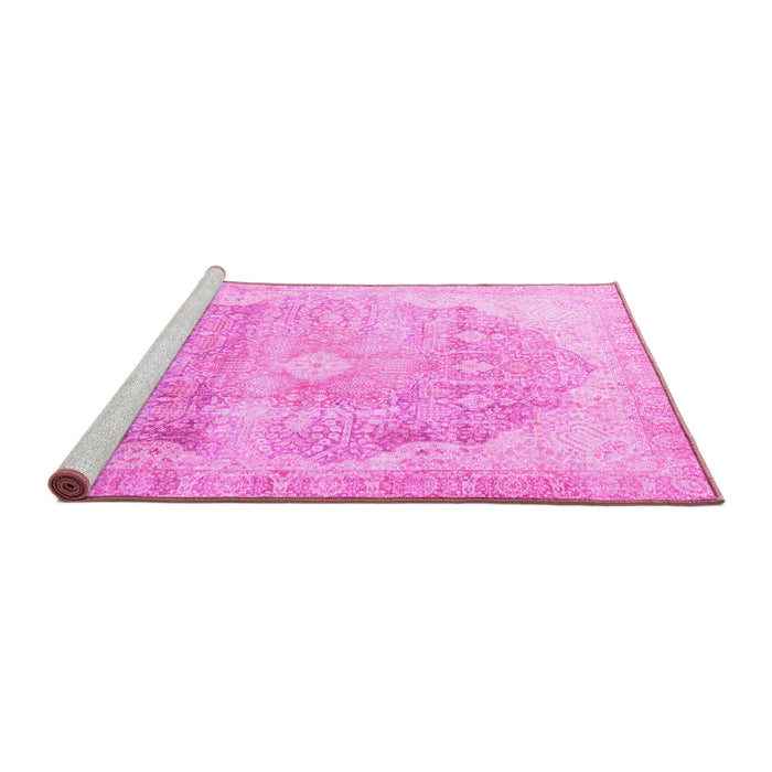 Sideview of Machine Washable Persian Pink Traditional Rug, wshtr3650pnk